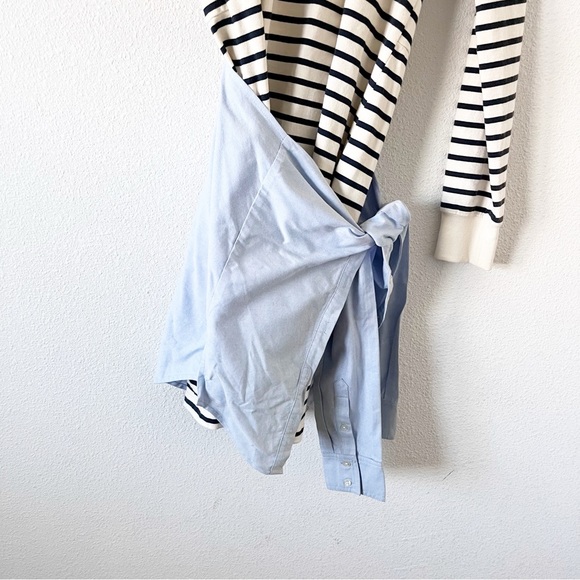 Veronica Beard Lazlo Mixed Media Striped Shirt Dress - Picture 5 of 9